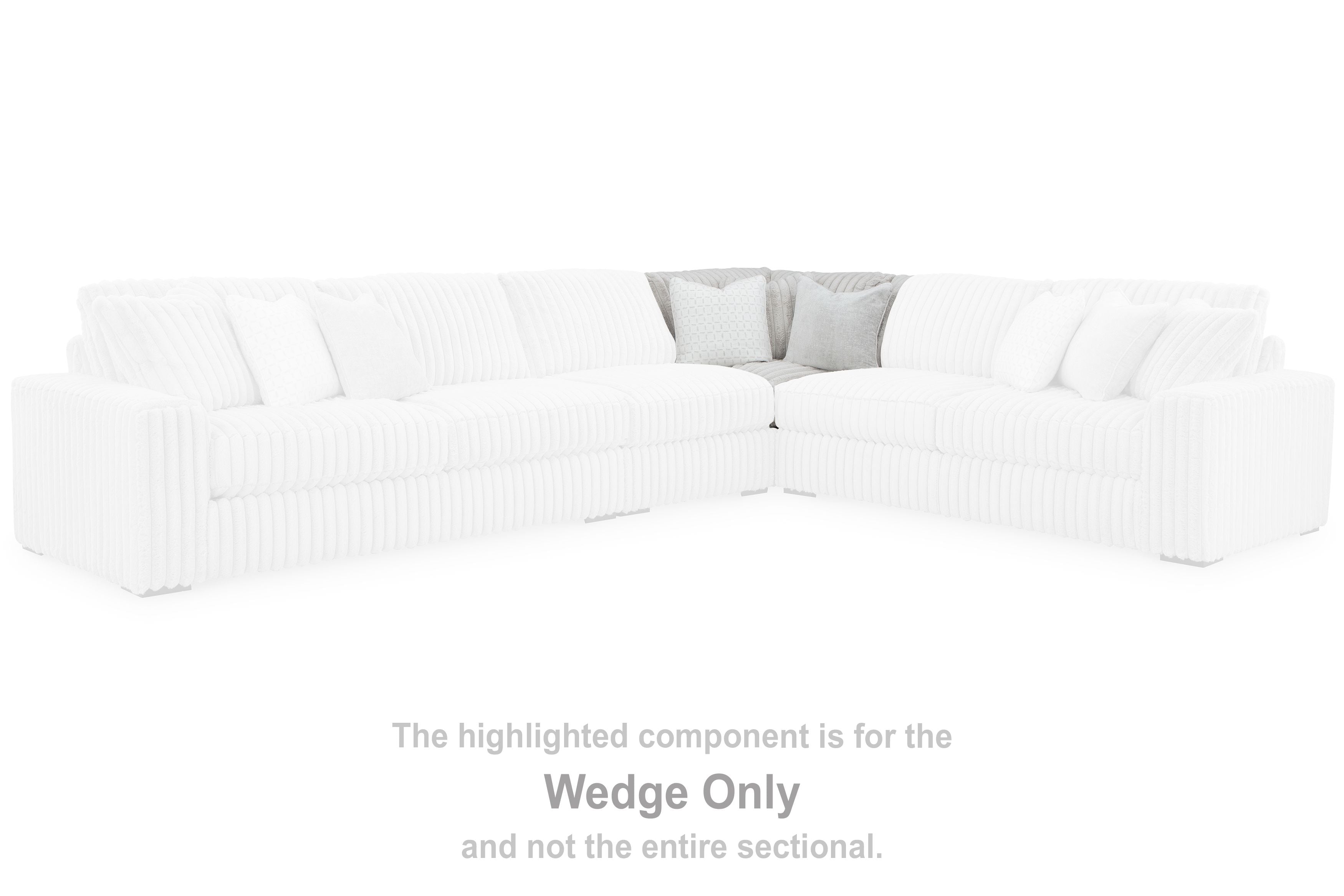 Light upholstered sectional wedge with ribbed cushions and matching backrest