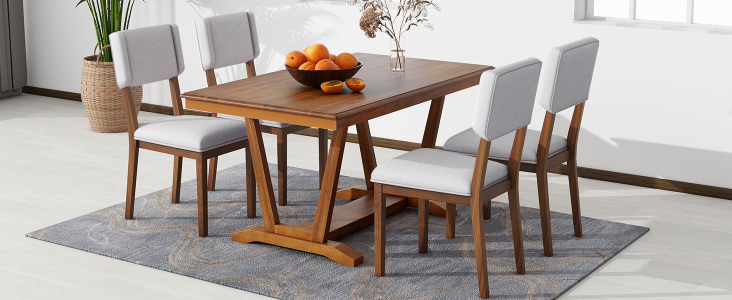 Rustic 5-Piece Dining Table Set, 59"
