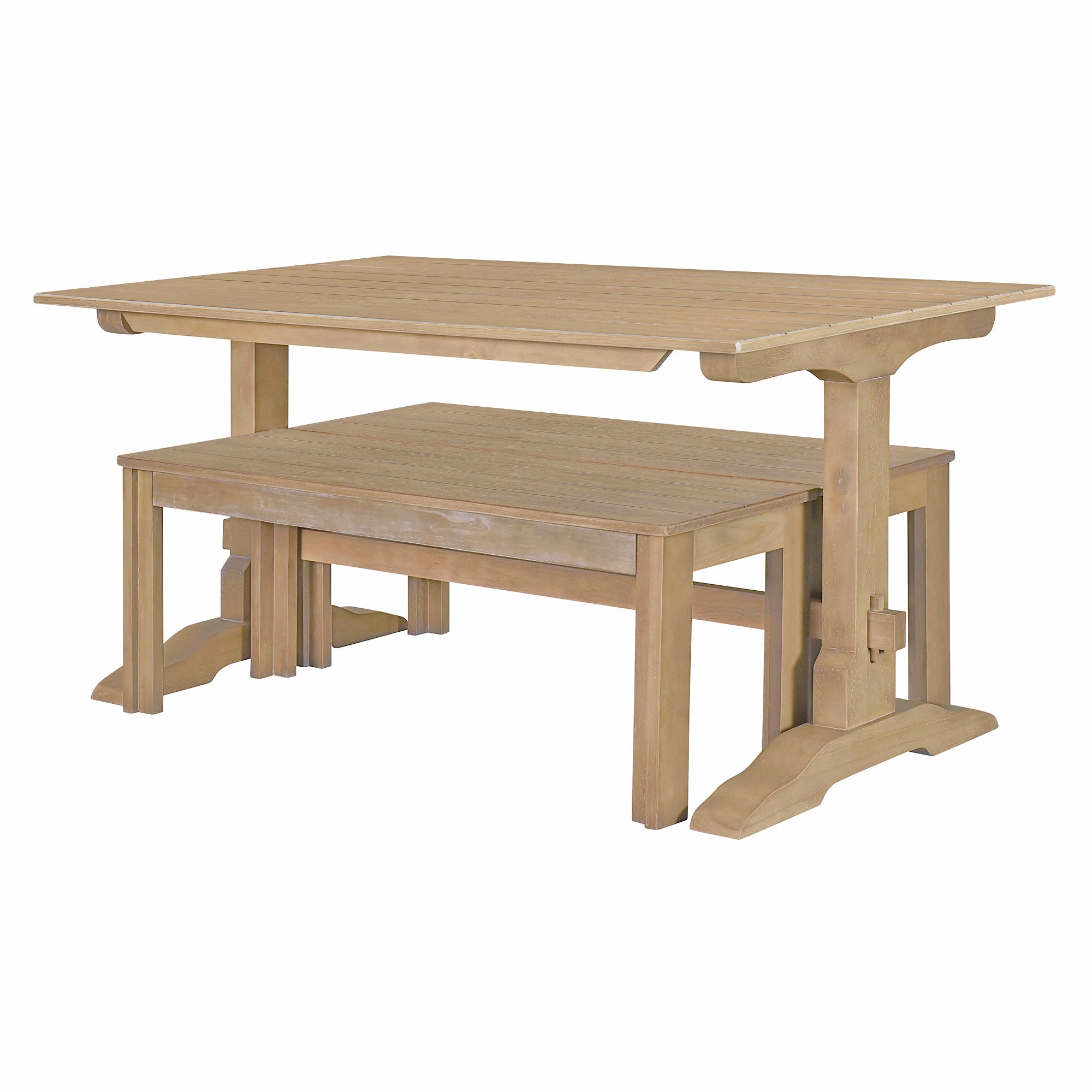 Retro 3-Piece Dining Set (Natural Wood)