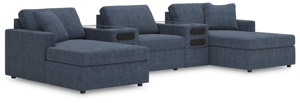 Dark gray fabric sectional sofa with chaise and corner storage compartments