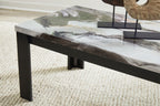 Marble-look tabletop with dark brown legs from an occasional table set