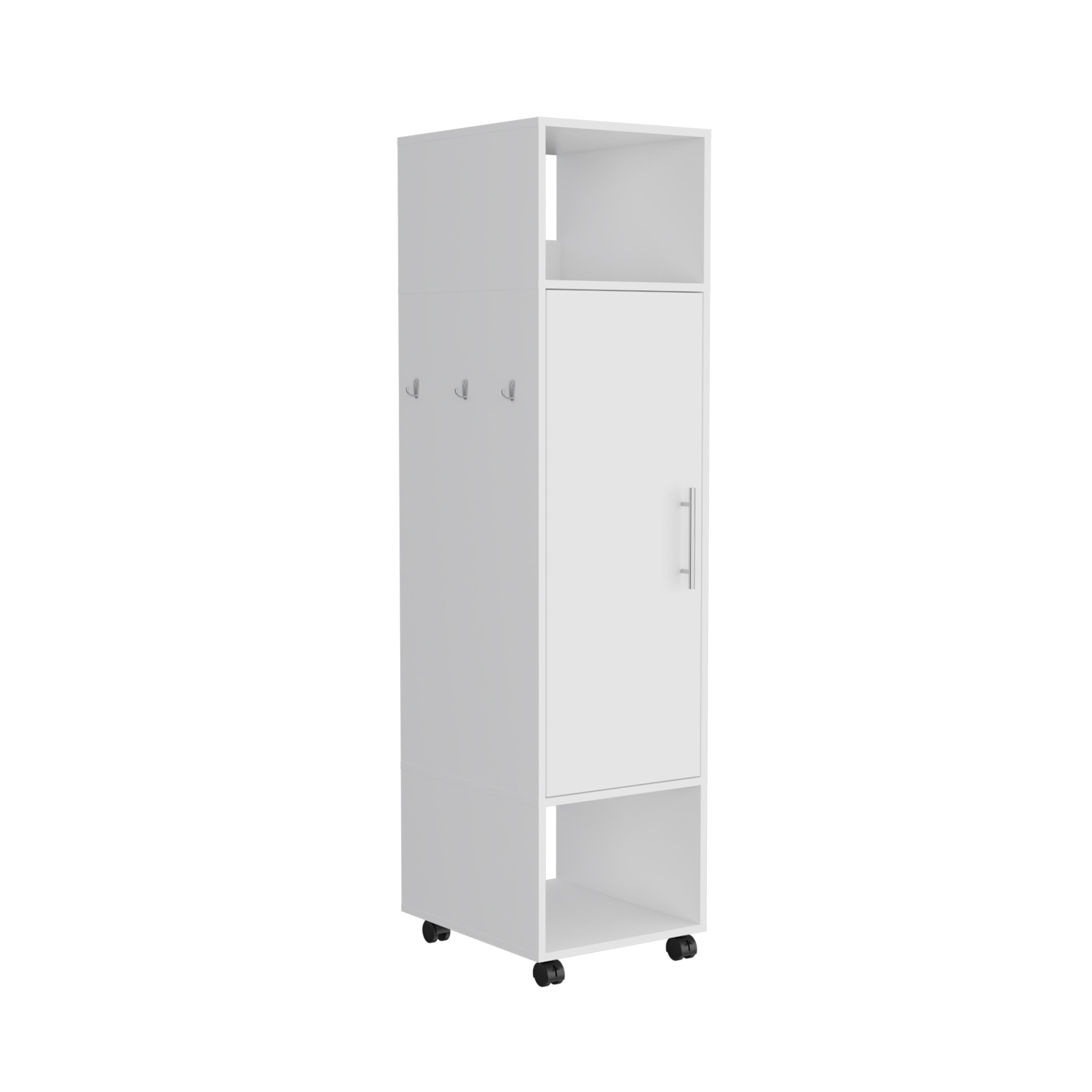 63" White Wardrobe Armoire w/ Mirror & Shelves