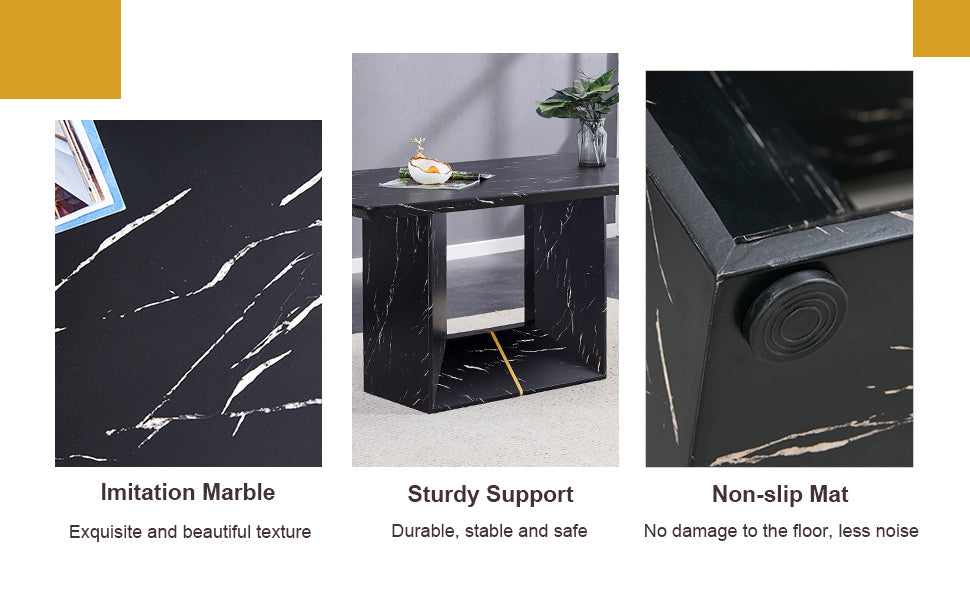 Black Marble Dining Set w/ 4 White Chairs