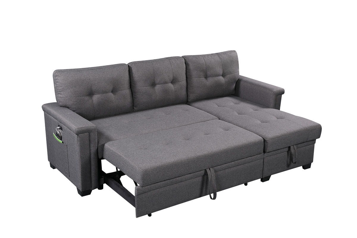 Nathan - Reversible Sleeper Sectional Sofa With Storage Chaise, USB Charging Ports And Pocket