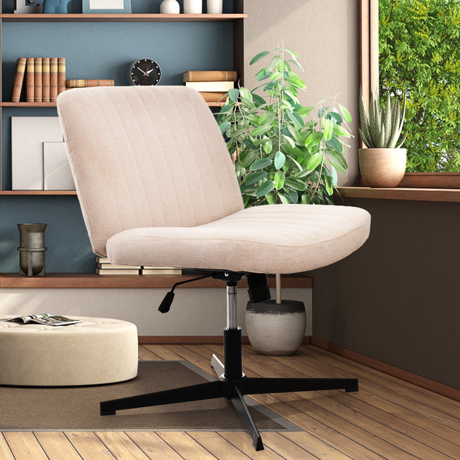 Comfy Fabric Office Chair, Adjustable & Armless