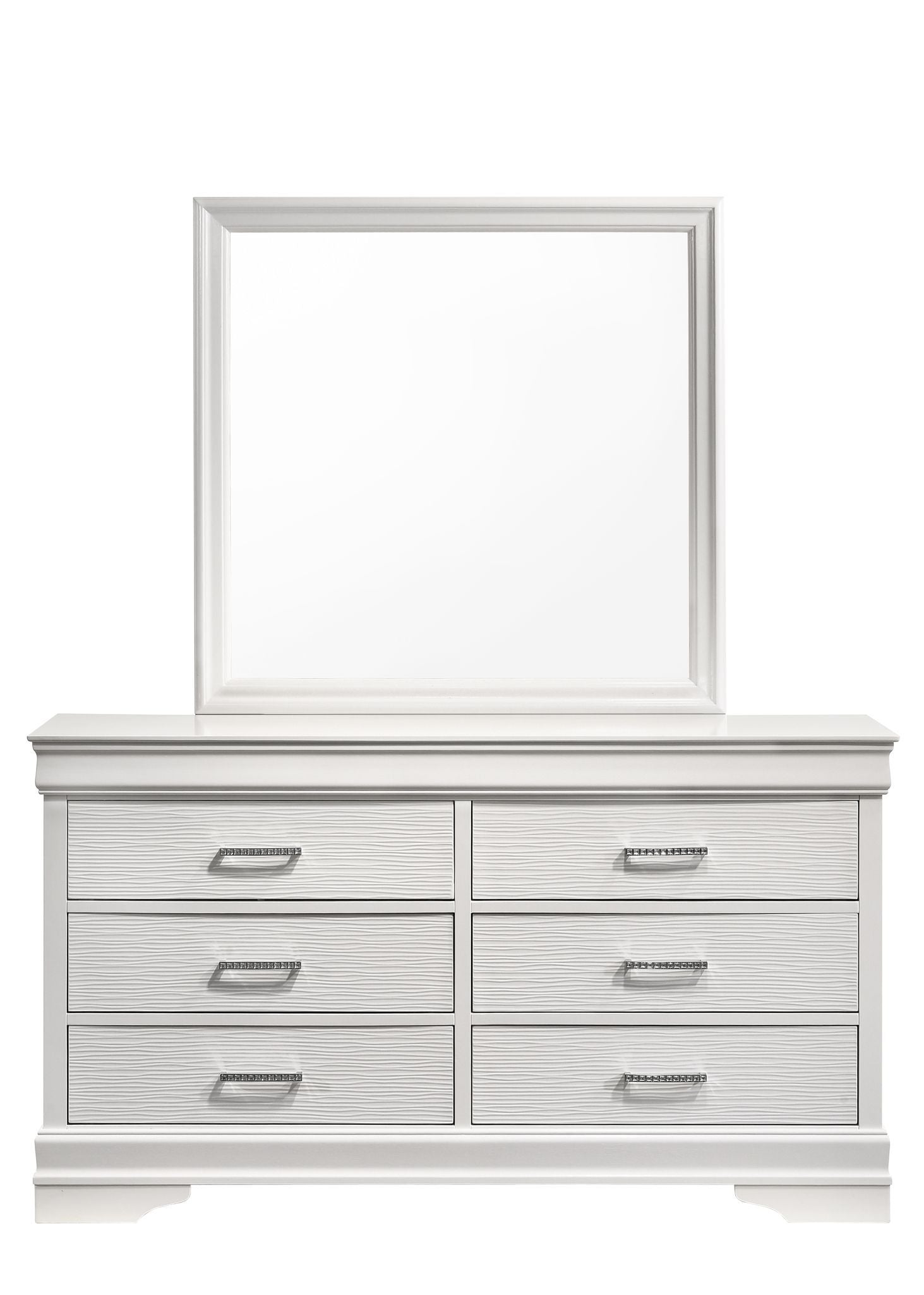 Modern White Wood 6-Drawer Dresser