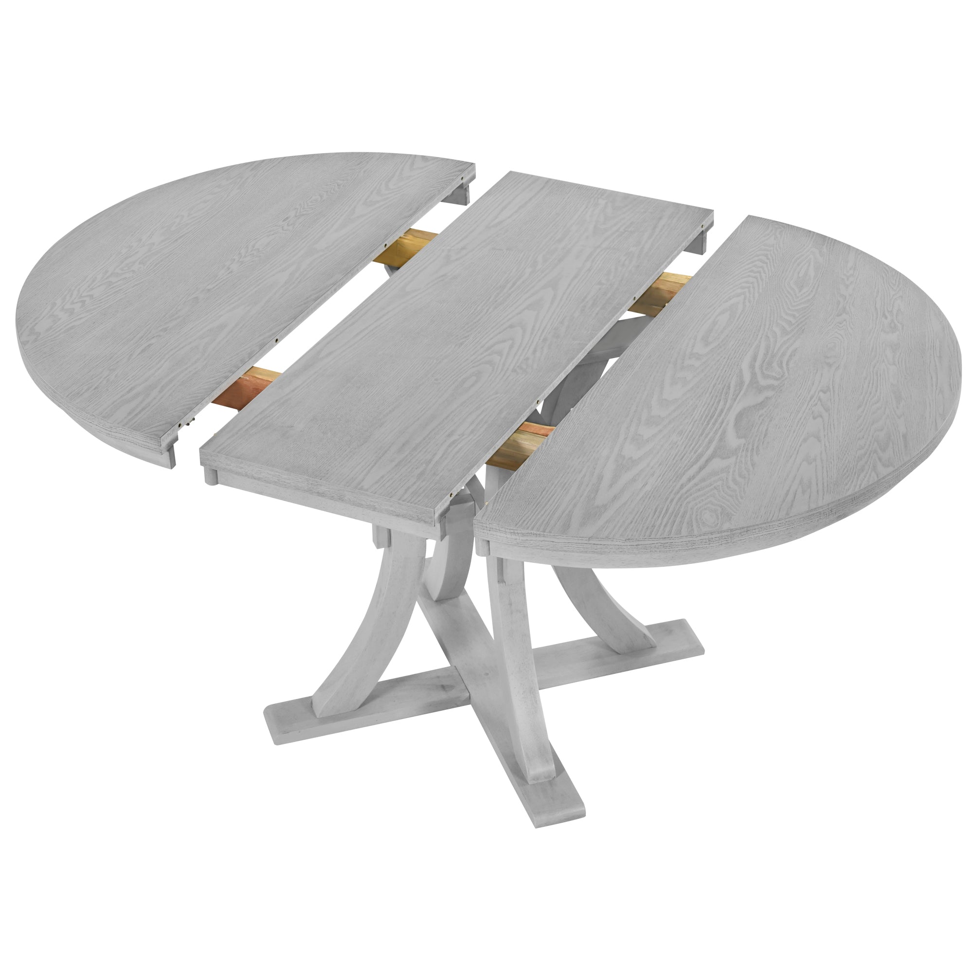 5-Piece Rustic Round Dining Set - Gray