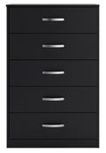 Finch - Black - Five Drawer Chest - 46" Height