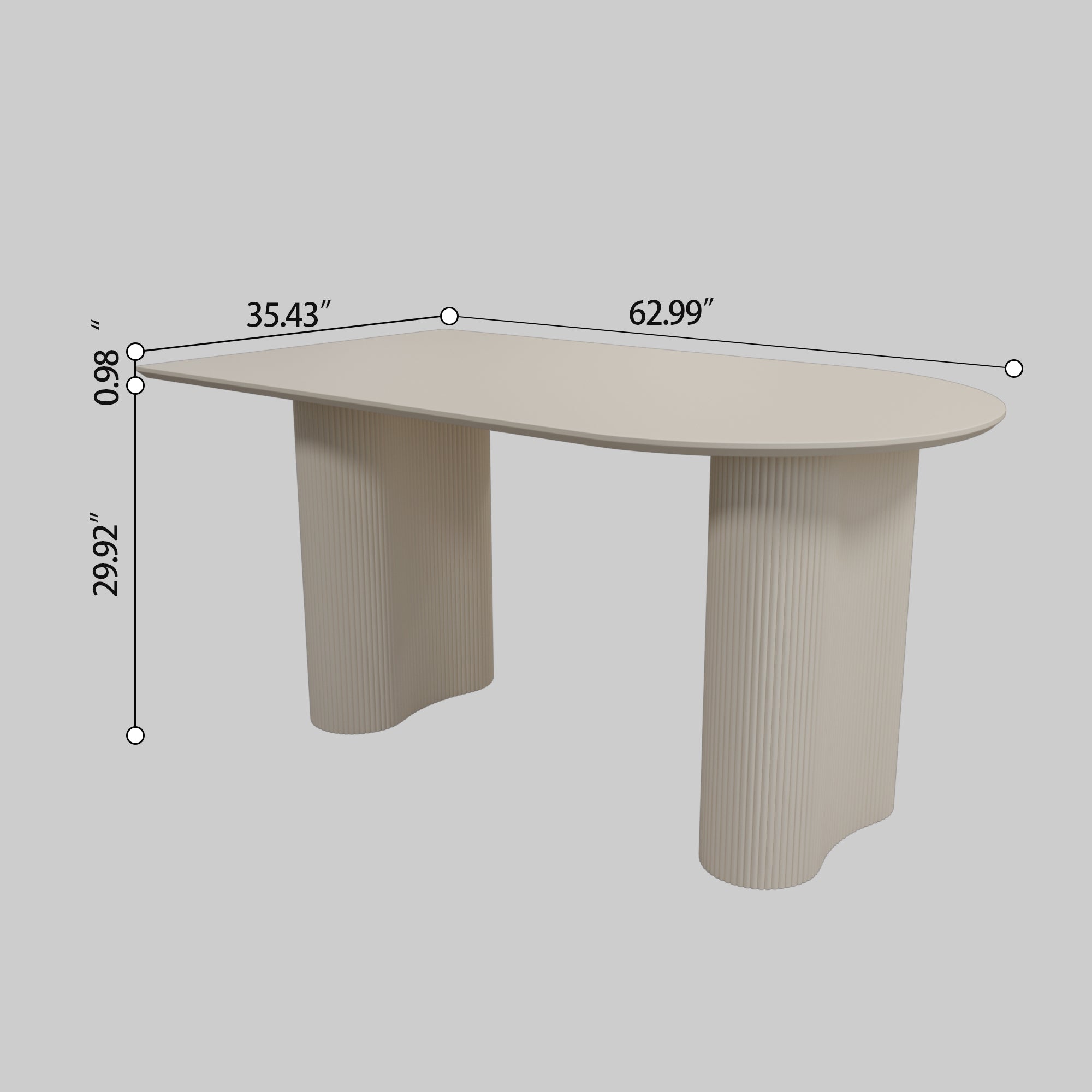 Modern Cream Dining Table & 4 Chairs Set - 63"