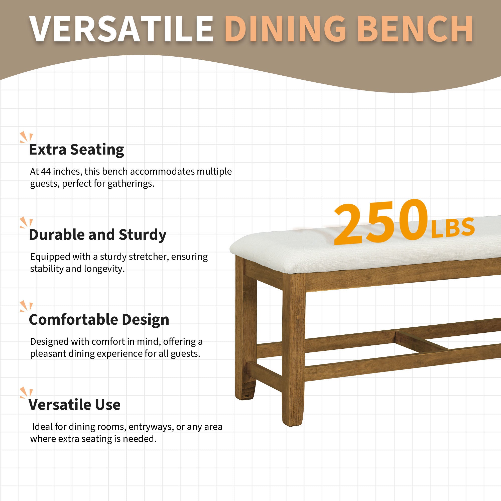 Farmhouse 60" Extendable Dining Table Set - 6 Pcs