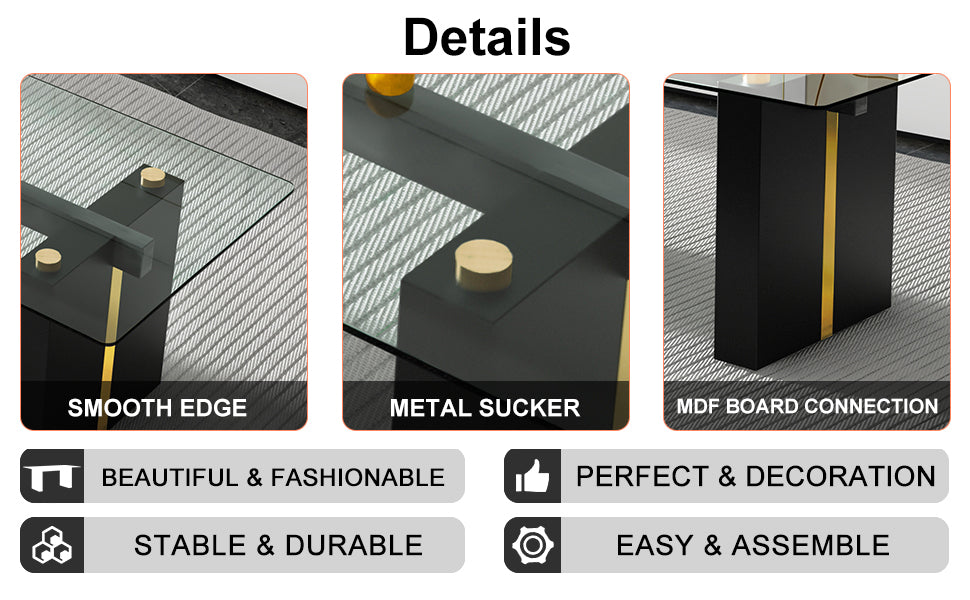 Modern Glass Dining Table Set for 6-8 People