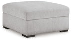 Gabyleigh storage ottoman with hinged top, light gray fabric, dark feet