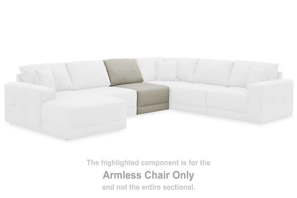 Gray armless chair module with padded backrest and seat, corner sofa style