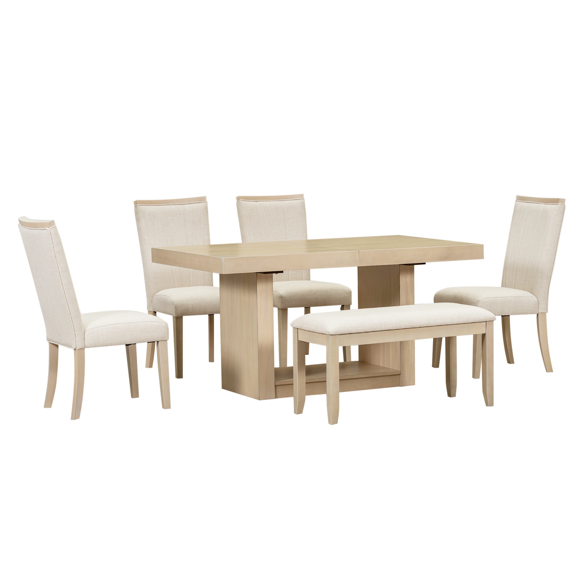 78" Extendable Dining Table Set, 6-Piece