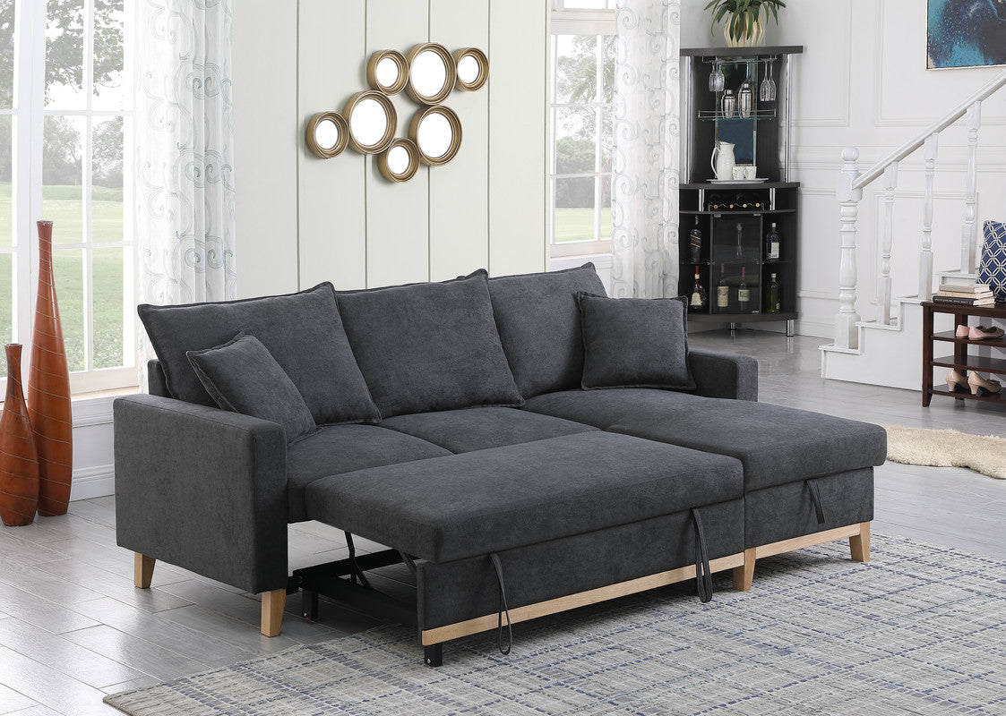 Colton Dark Gray Reversible Sleeper Sectional Sofa w/ Storage