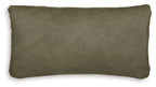 Olive green rectangular pillow with smooth fabric surface