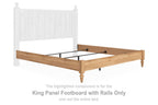 Wooden king panel footboard with rails in warm brown, with corner posts