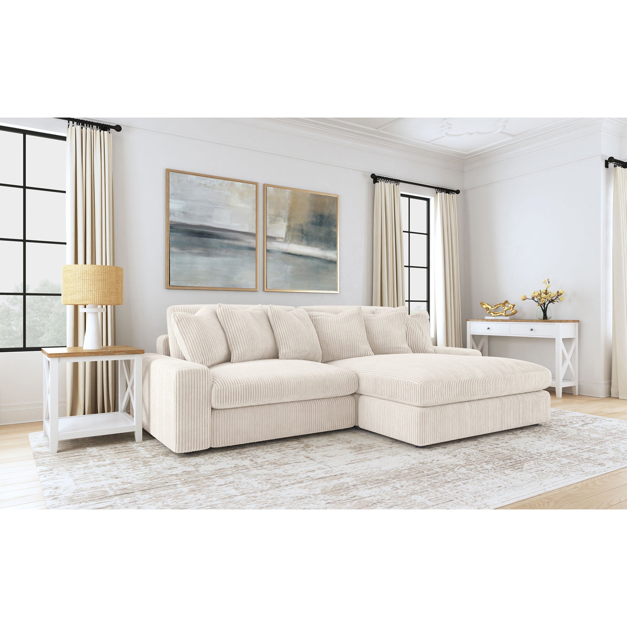 Upton Sand Reversible Sectional Sofa - Versatile Living