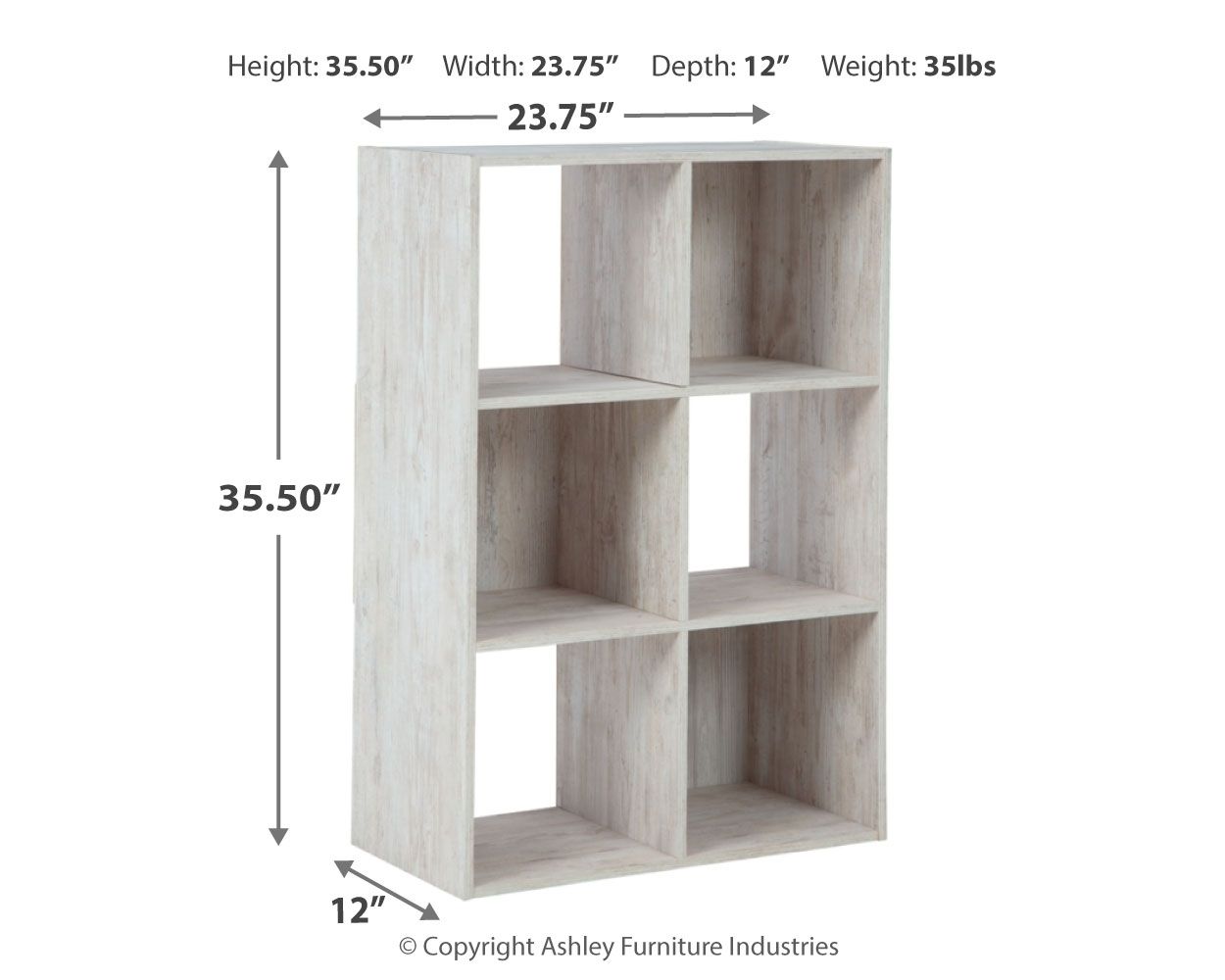 Cube organizer dimensions: 35.5 in high, 23.75 in wide, 12 in deep