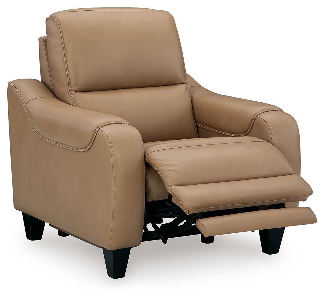 Toffee power recliner with adjustable headrest, open recline position and footrest