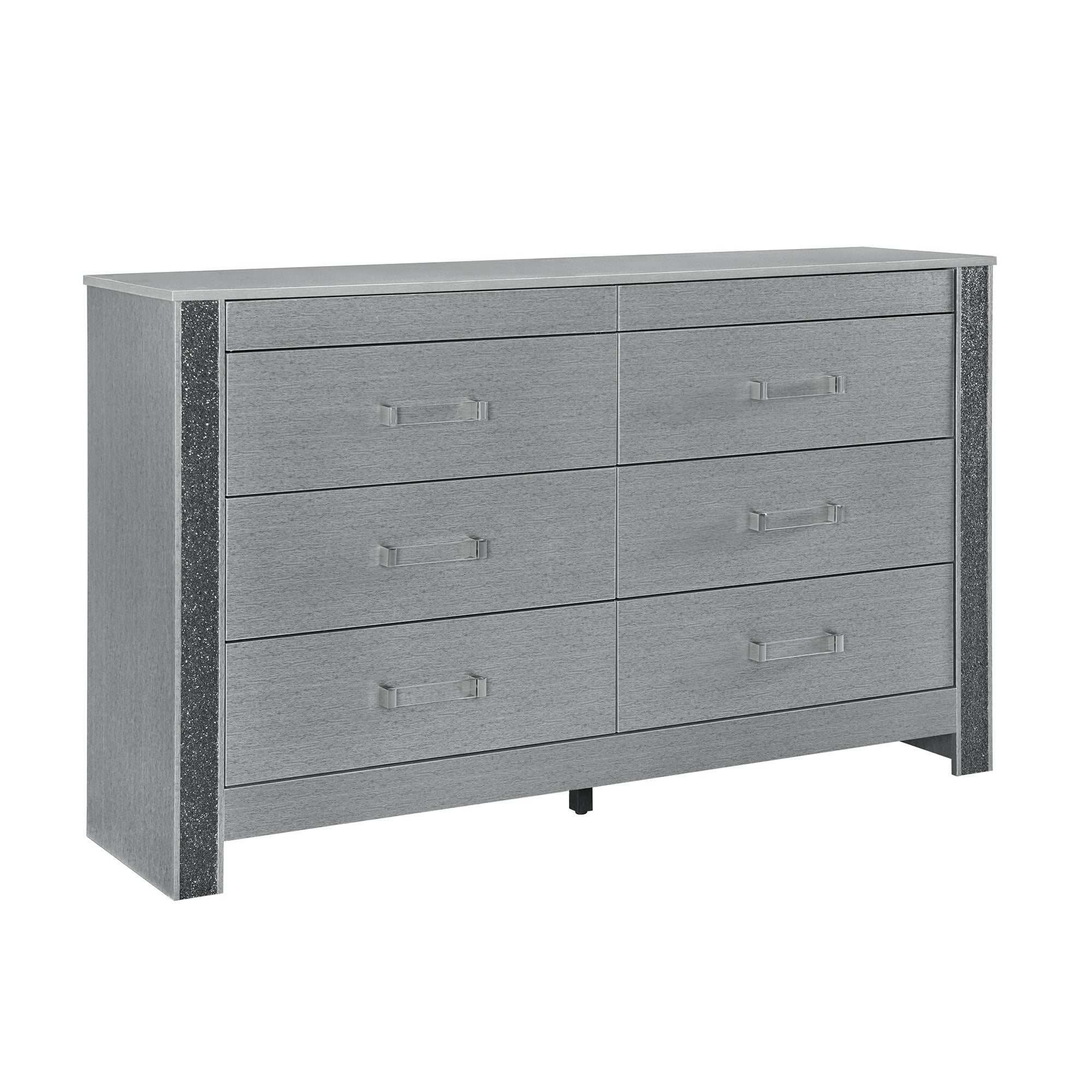 Lorenzo Modern Silver Dresser - Hidden Jewelry & Acrylic Handles