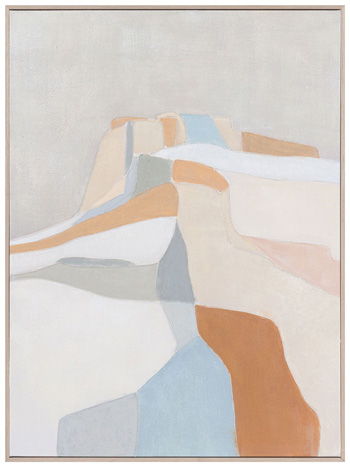 Abstract multi-color wall art print with layered geometric shapes in pastels