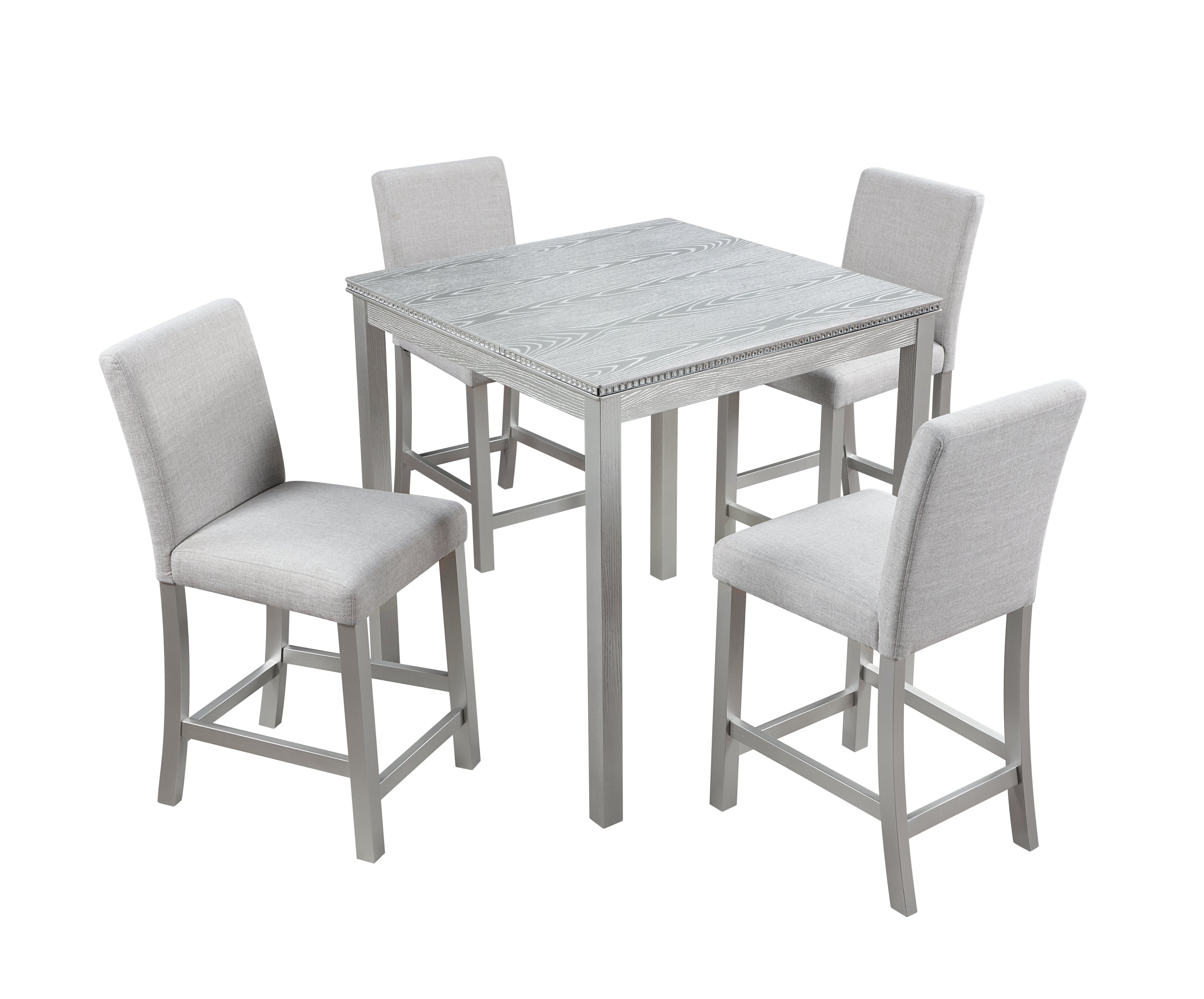 5-Piece Counter Height Dining Set w/Crystal Decor