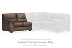 Left-arm facing loveseat in umber brown, shown as part of a sectional
