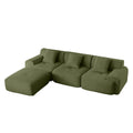113" Modern Green Corduroy Modular Sectional