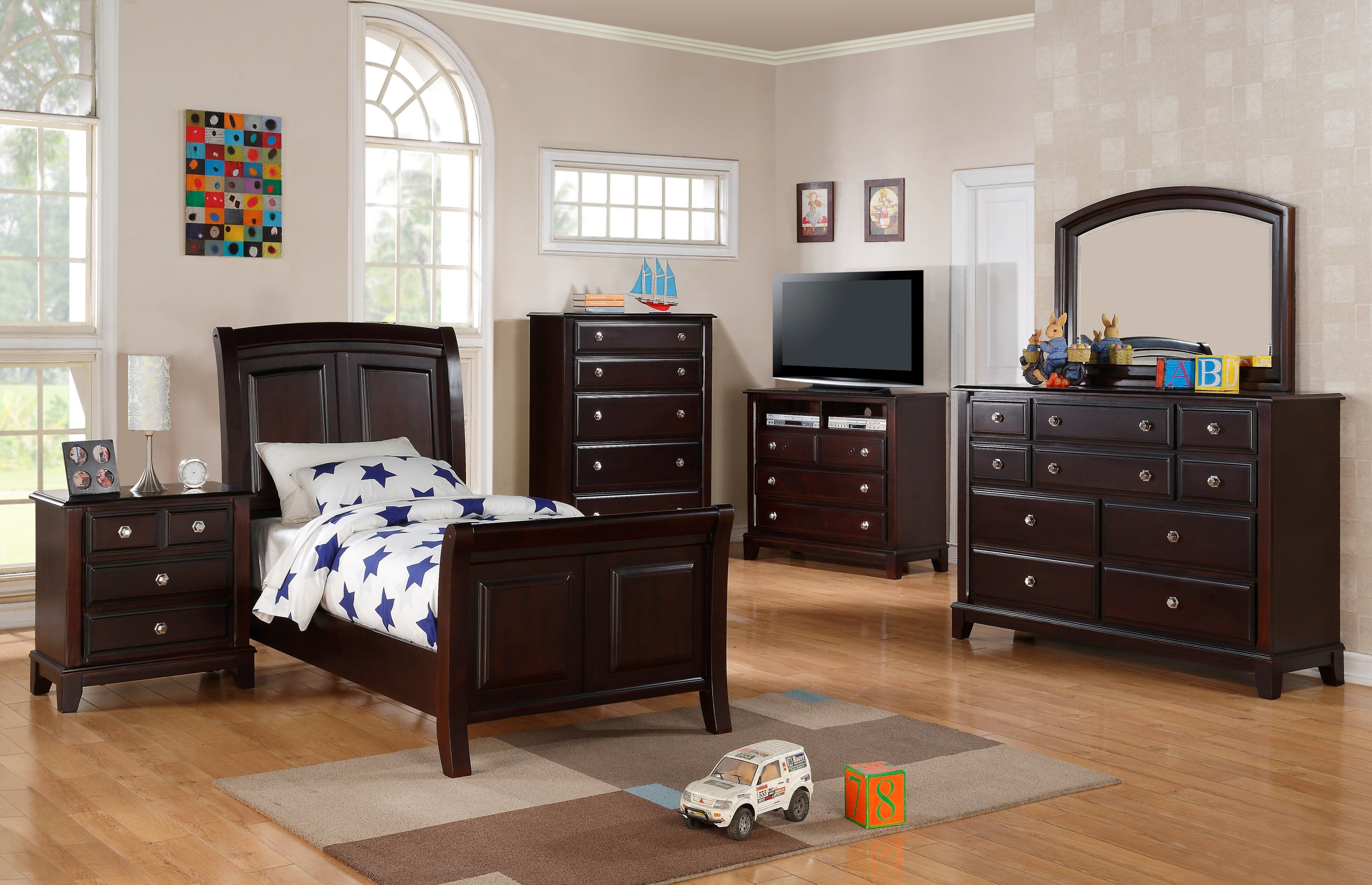 Elegant Transitional Cappuccino Twin Bed - Stylish & Comfortable