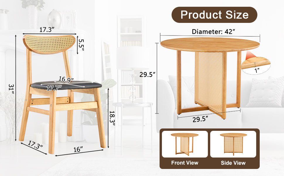 Ancient Style Solid Wood Dining Table & Chair Set