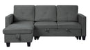 82.5" Velvet Sleeper Sectional Sofa w/ Storage Chaise - Dark Gray