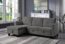 82.5" Velvet Sleeper Sectional Sofa w/ Storage Chaise - Dark Gray