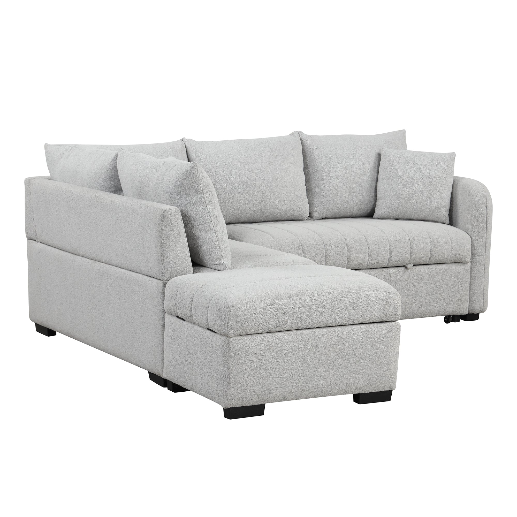 82.6" Gray L-Shaped Sectional Sofa Bed w/ USB Ports, Outlets & Ottoman-American Furniture Outlet