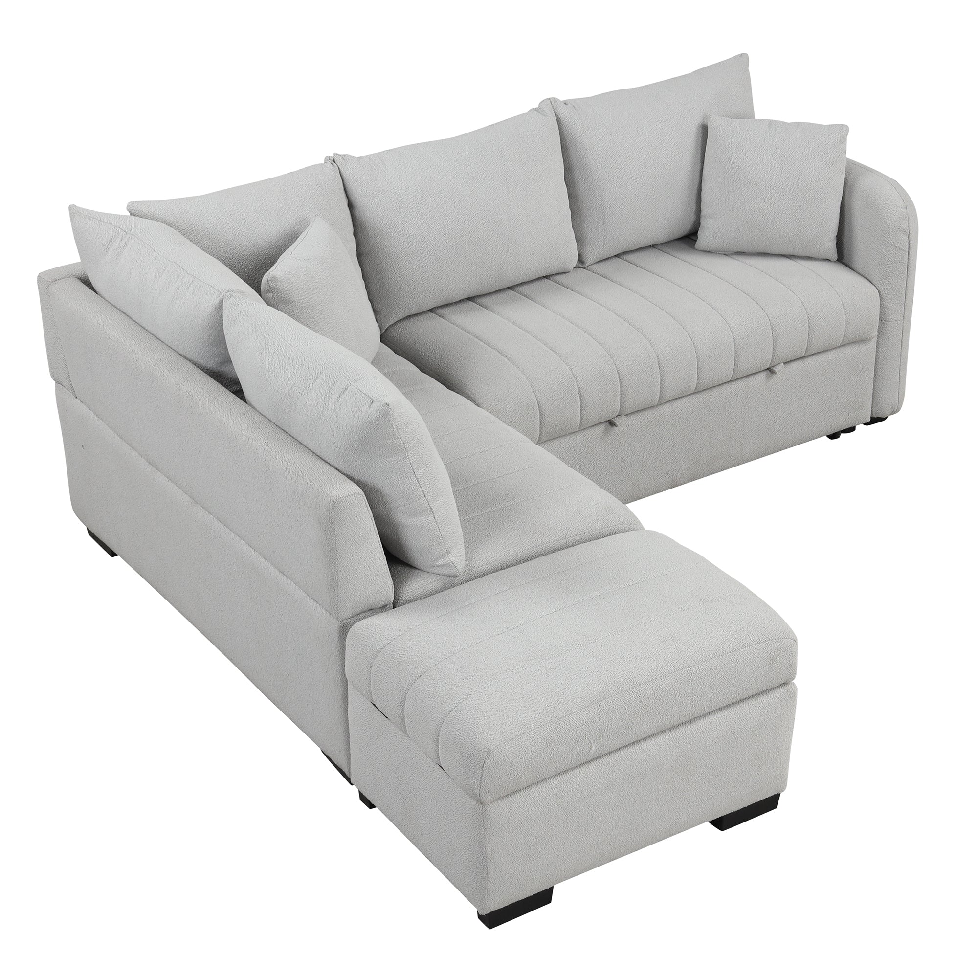 82.6" Gray L-Shaped Sectional Sofa Bed w/ USB Ports, Outlets & Ottoman-American Furniture Outlet