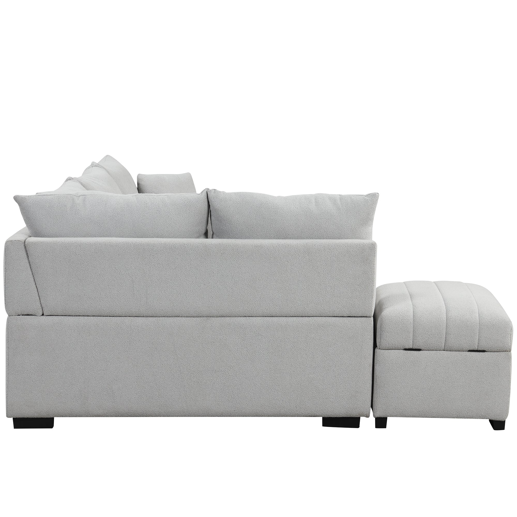 82.6" Gray L-Shaped Sectional Sofa Bed w/ USB Ports, Outlets & Ottoman-American Furniture Outlet