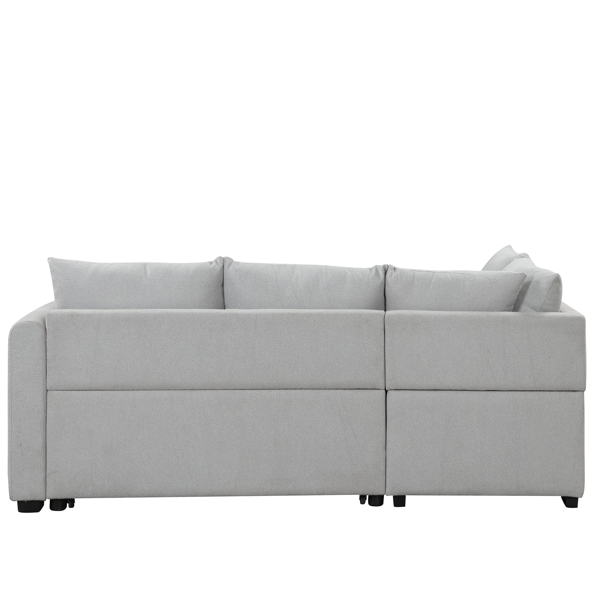 82.6" Gray L-Shaped Sectional Sofa Bed w/ USB Ports, Outlets & Ottoman-American Furniture Outlet