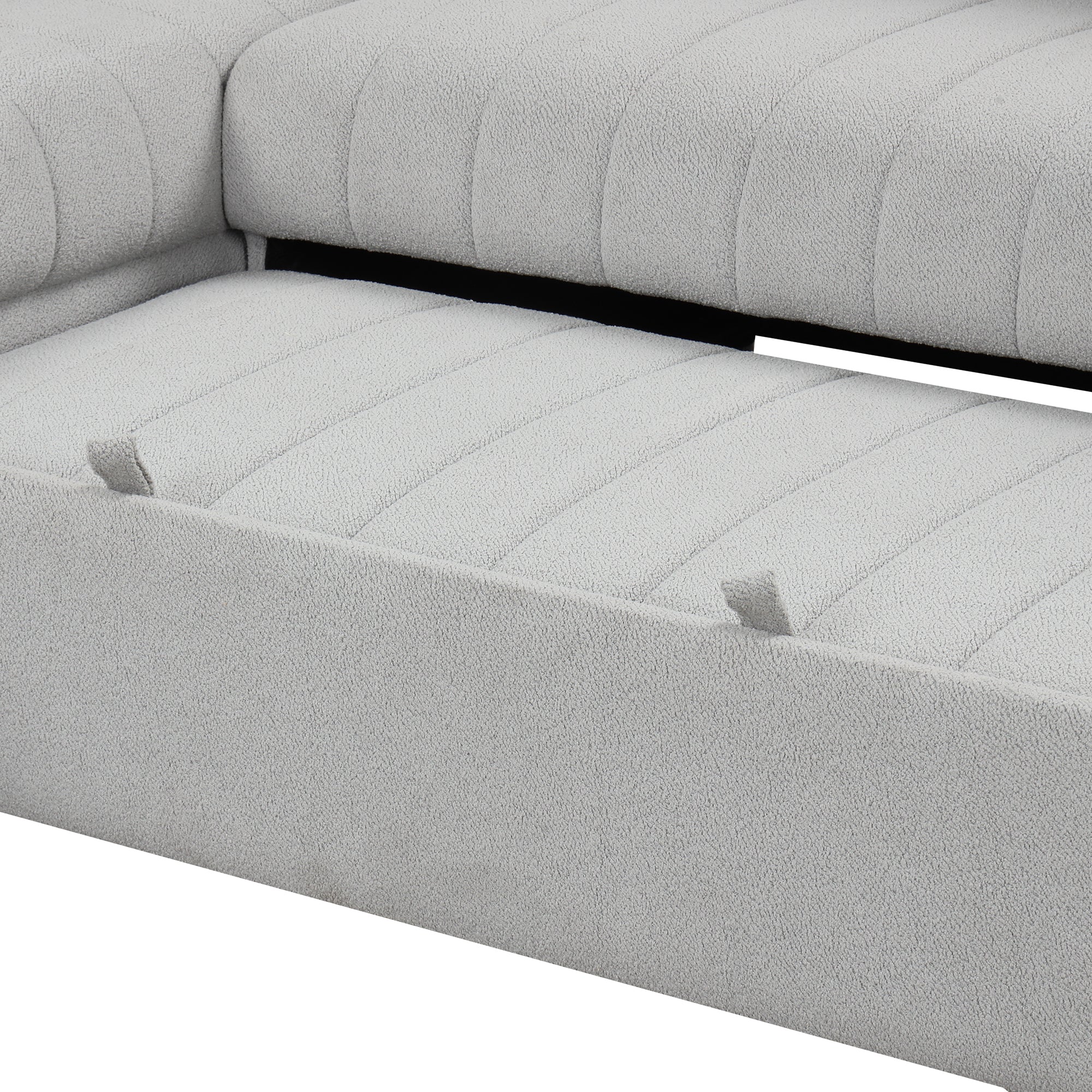 82.6" Gray L-Shaped Sectional Sofa Bed w/ USB Ports, Outlets & Ottoman-American Furniture Outlet