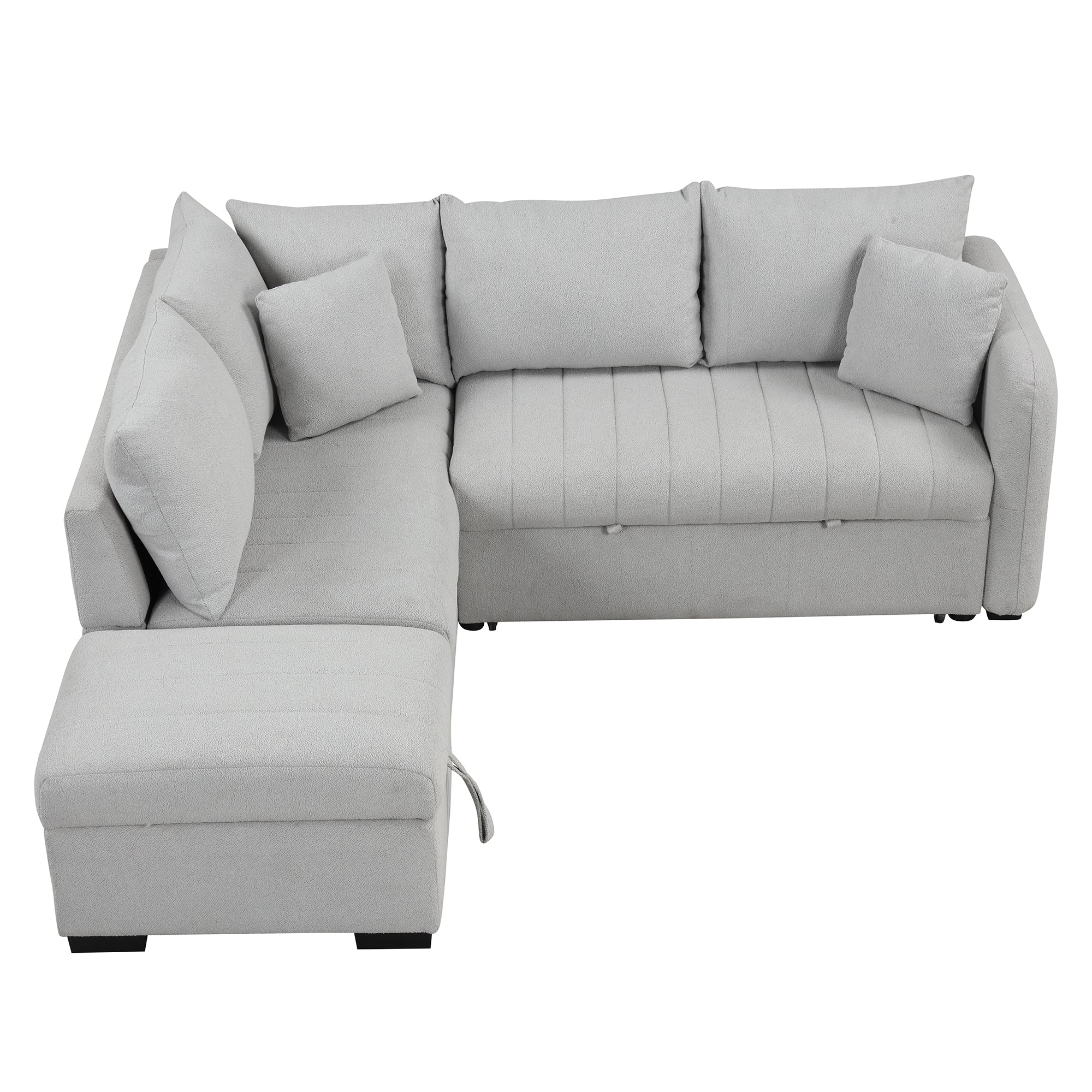 82.6" Gray L-Shaped Sectional Sofa Bed w/ USB Ports, Outlets & Ottoman-American Furniture Outlet