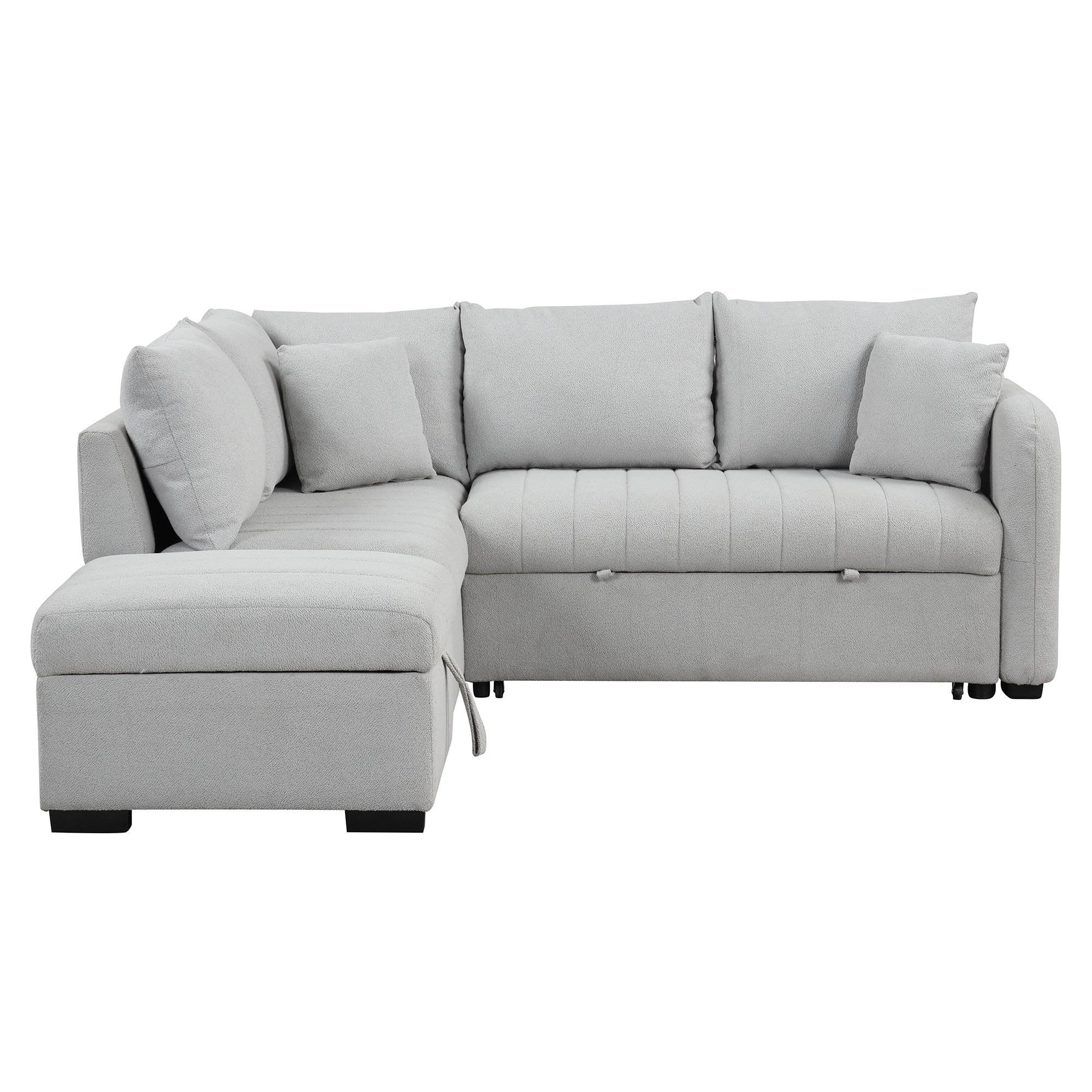 82.6" Gray L-Shaped Sectional Sofa Bed w/ USB Ports, Outlets & Ottoman-American Furniture Outlet