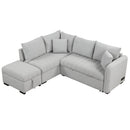 82.6" Gray L-Shaped Sectional Sofa Bed w/ USB Ports, Outlets & Ottoman-Sleeper Sectionals-American Furniture Outlet