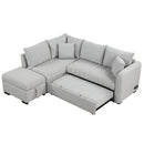 82.6" Gray L-Shaped Sectional Sofa Bed w/ USB Ports, Outlets & Ottoman-Sleeper Sectionals-American Furniture Outlet