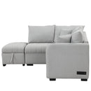 82.6" Gray L-Shaped Sectional Sofa Bed w/ USB Ports, Outlets & Ottoman-Sleeper Sectionals-American Furniture Outlet