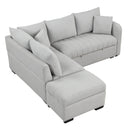 82.6" Gray L-Shaped Sectional Sofa Bed w/ USB Ports, Outlets & Ottoman-Sleeper Sectionals-American Furniture Outlet