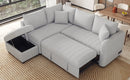 82.6" Gray L-Shaped Sectional Sofa Bed w/ USB Ports, Outlets & Ottoman-Sleeper Sectionals-American Furniture Outlet