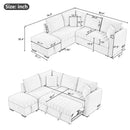 82.6" Gray L-Shaped Sectional Sofa Bed w/ USB Ports, Outlets & Ottoman-Sleeper Sectionals-American Furniture Outlet