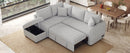 82.6" Gray L-Shaped Sectional Sofa Bed w/ USB Ports, Outlets & Ottoman-Sleeper Sectionals-American Furniture Outlet