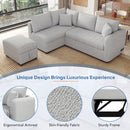 82.6" Gray L-Shaped Sectional Sofa Bed w/ USB Ports, Outlets & Ottoman-Sleeper Sectionals-American Furniture Outlet