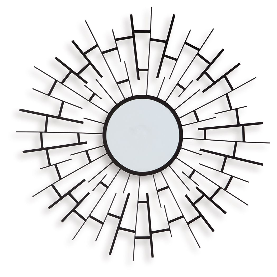 Garrenworth Accent Mirror with black sunburst frame and round reflective center
