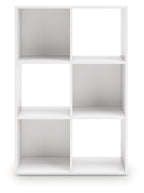 White cube storage organizer with open square cubbies, full front view